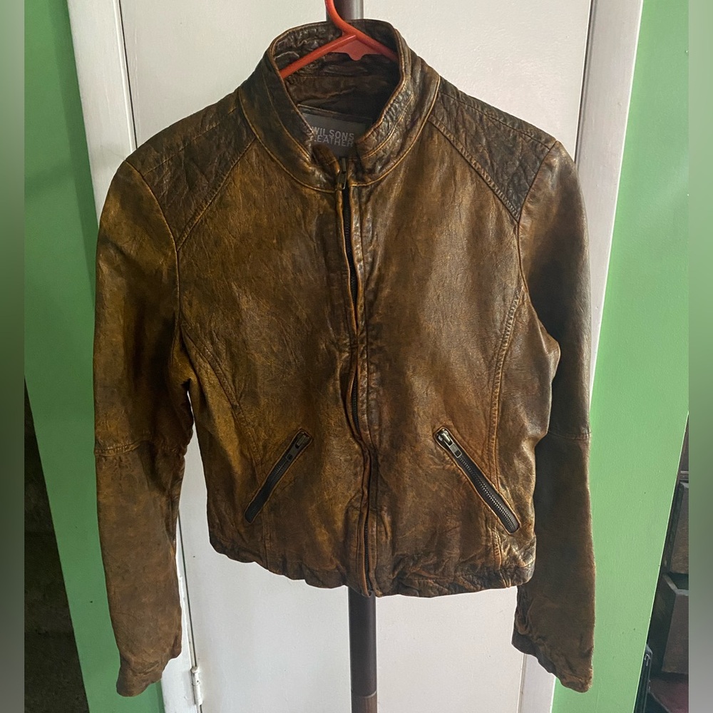 Wilson’s Leather Distressed Cropped Leather Jacket - Picture 13 of 13
